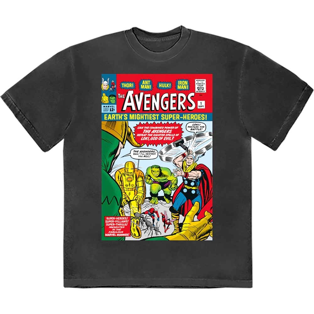Marvel The Avengers - Earth's Mightiest Comic Cover Tshirt Homme - Noir